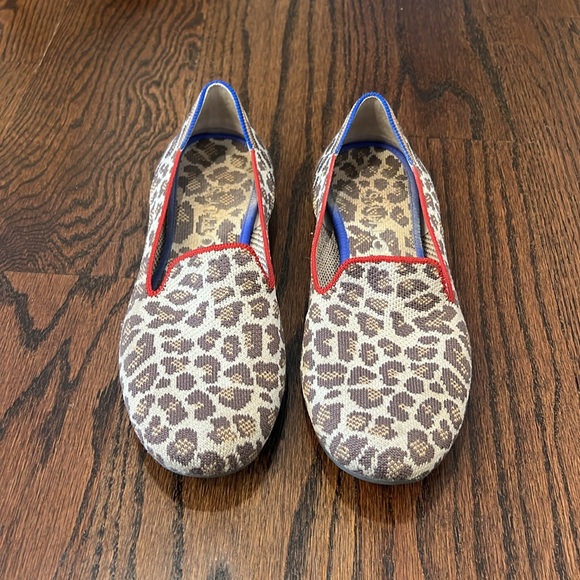 Rothy's Leopard Print Flats with Red and Blue Accents - Picture 2 of 2